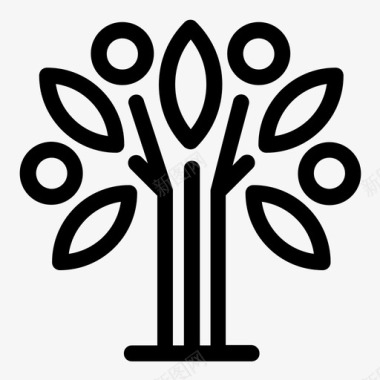 树植物学自然图标图标