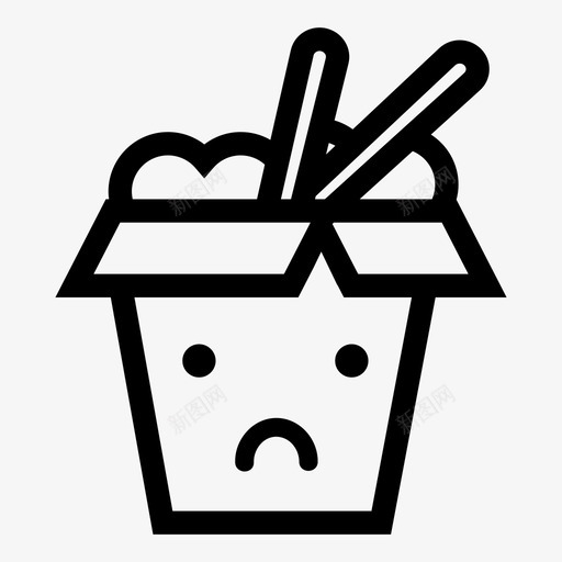 伤心的中国外卖盒子筷子图标svg_新图网 https://ixintu.com 不开心 伤心的中国外卖 盒子 筷子 面条 食物