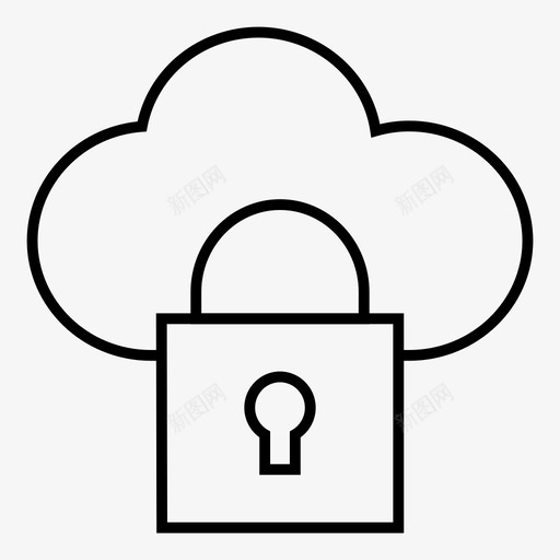 云安全锁定保护图标svg_新图网 https://ixintu.com 云安全 保护 安全 安全细线图标第一卷 锁定