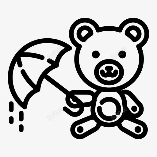泰迪熊雨玩具图标svg_新图网 https://ixintu.com 伞 泰迪熊 玩具 雨