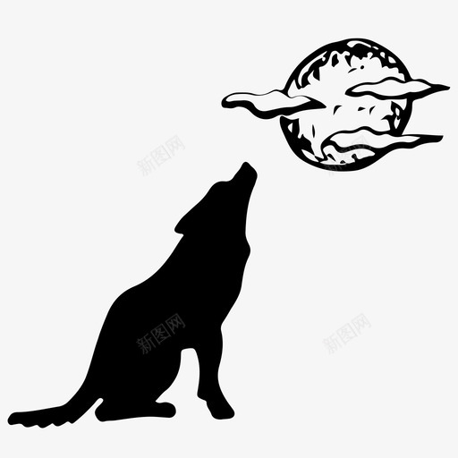 狼动物嚎叫图标svg_新图网 https://ixintu.com 动物 嚎叫 手绘 狼 自然