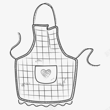 围裙面包师格子图标图标