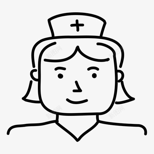 护士手绘健康图标svg_新图网 https://ixintu.com 健康 医疗 医院 手绘 护士