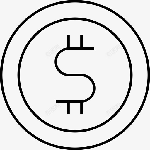 美元硬币货币金融图标svg_新图网 https://ixintu.com 细线 美元硬币 货币 金融