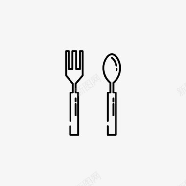 叉子和勺子烹饪饮料图标图标