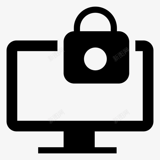 计算机显示锁定图标svg_新图网 https://ixintu.com 保护技术 屏幕 数据分析数据存储字形图标 显示 监视 计算机 锁定