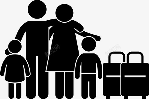家庭移民包外国人图标图标