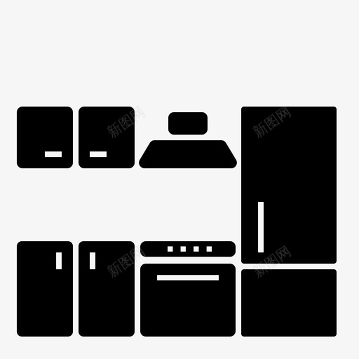 厨房橱柜冰箱图标svg_新图网 https://ixintu.com 冰箱 厨房 厨房套装 引擎盖 橱柜