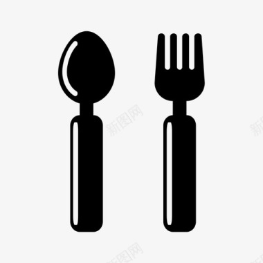 勺子和叉子婴儿食物图标图标
