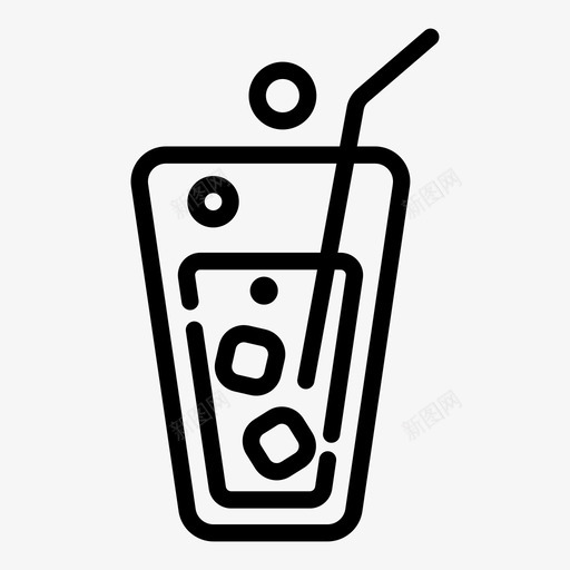 苏打水可乐饮料图标svg_新图网 https://ixintu.com 冰块 厨房 可乐 玻璃杯 苏打水 饮料