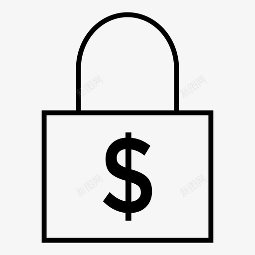 关闭锁美元金融图标svg_新图网 https://ixintu.com 保护 关闭锁 安全细线图标第一卷 美元 货币 金融