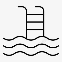 海边水上运动游泳池海边楼梯图标高清图片