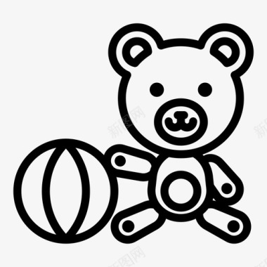 泰迪熊球玩具图标图标