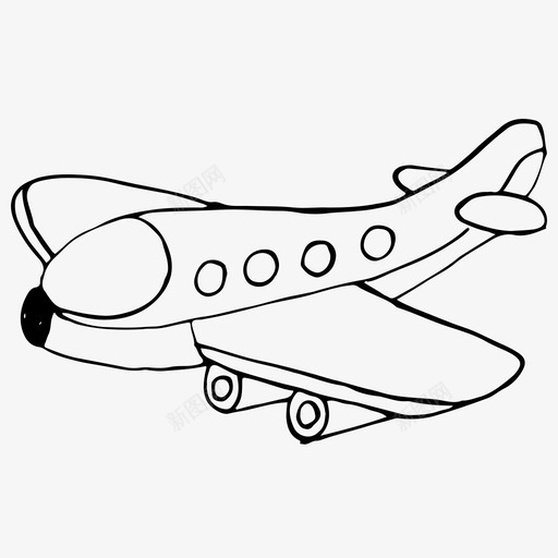 飞机飞行素描图标svg_新图网 https://ixintu.com 天空 手绘 素描 飞机 飞行