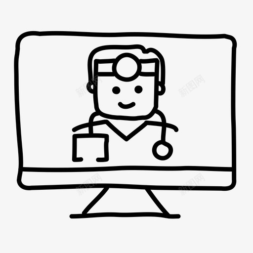医生桌面电脑手绘图标svg_新图网 https://ixintu.com 健康 医生桌面 医疗 医院 手绘 电脑