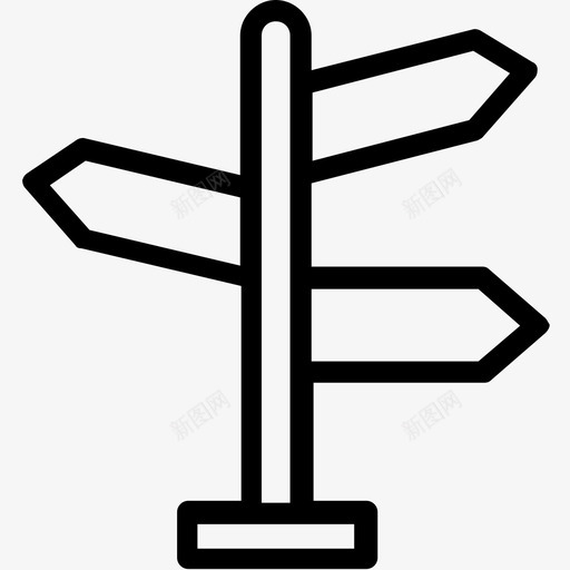 十字路口路标指引道路方向图标svg_新图网 https://ixintu.com 三个箭头 十字路口路标 指引 支撑 方向线图标 道路方向
