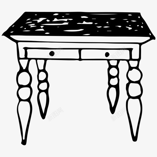 桌子家具手绘图标svg_新图网 https://ixintu.com 厨房 家具 手绘 桌子 素描