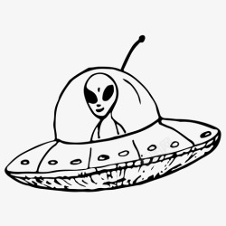 太空素描飞碟外星人手绘图标高清图片