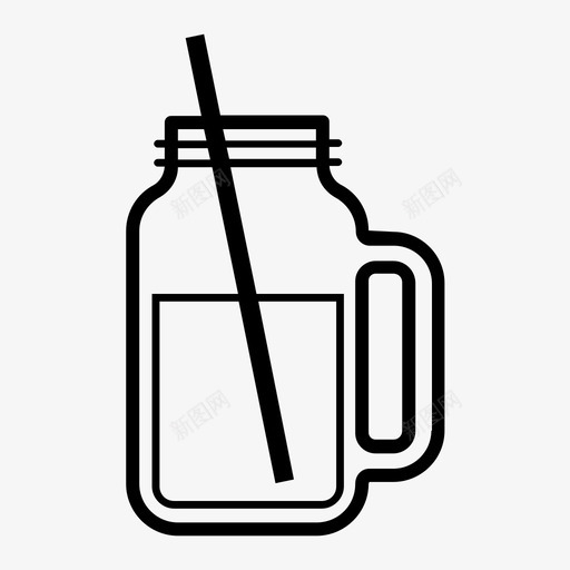 梅森罐饮料容器玻璃图标svg_新图网 https://ixintu.com 吸管 容器 梅森罐饮料 玻璃