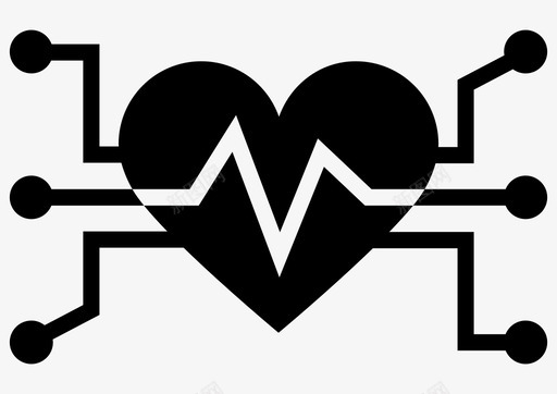 人工智能与健康心脏监护仪医疗诊断图标图标