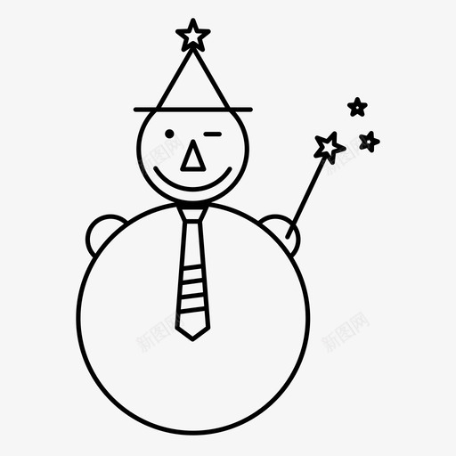 雪人魔术搞笑魔杖图标svg_新图网 https://ixintu.com 搞笑 雪人圣诞 雪人魔术 领带 魔杖