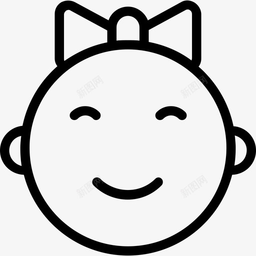 女婴娃娃脸孩子图标svg_新图网 https://ixintu.com 女婴 娃娃脸 婴儿线图标 孩子