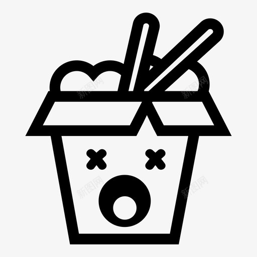 坏的外卖盒子筷子图标svg_新图网 https://ixintu.com 中毒 坏的外卖 盒子 筷子 面条 食物