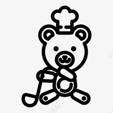 泰迪熊库克厨师图标图标