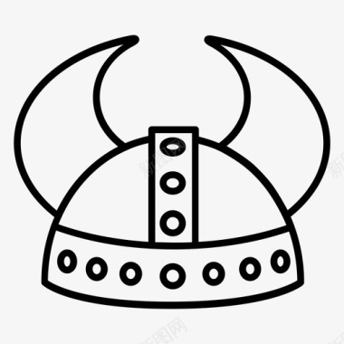 维京勇士头盔帽子角图标图标