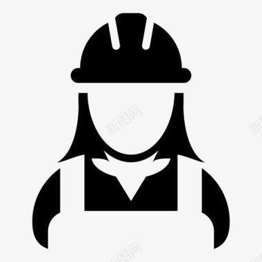 建筑工人工程师女性图标图标