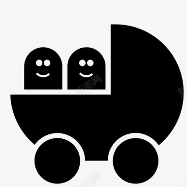 双人婴儿车婴儿车双胞胎图标图标