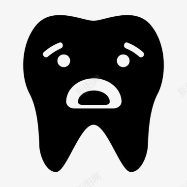 担心的牙齿牙齿表情图标图标