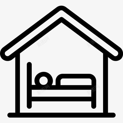房子内部卧室家图标svg_新图网 https://ixintu.com 卧室 家 床线图标 房子内部 睡眠