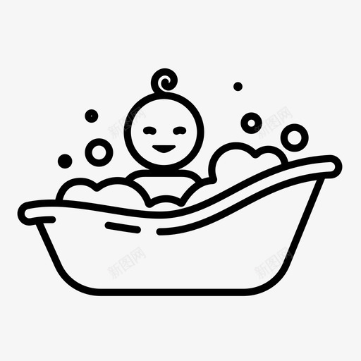婴儿浴洗澡浴缸图标svg_新图网 https://ixintu.com 婴儿浴 泡泡 洗澡 浴缸