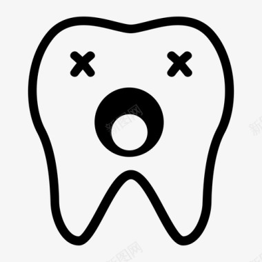不健康的牙齿蛀牙牙齿图标图标