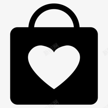 购物袋满心形图标图标