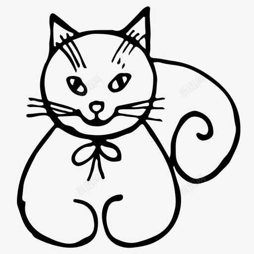 猫动物手绘图标svg_新图网 https://ixintu.com 动物 小猫 手绘 猫 素描 素描猫