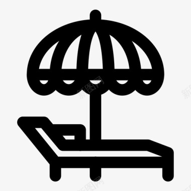 躺椅假日雨伞图标图标