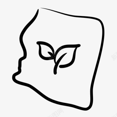 亚利桑那州叶地图图标图标