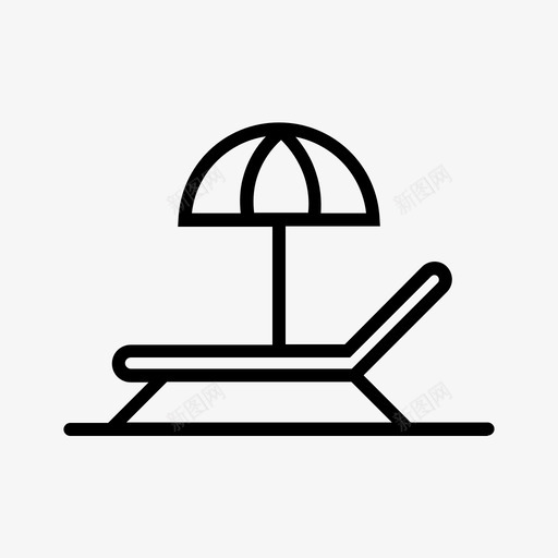 海滩休息室躺椅夏季图标svg_新图网 https://ixintu.com 假期 夏季 暑假 海滩休息室 躺椅 阳光 雨伞
