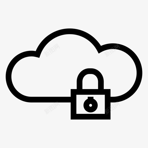 云锁保护安全图标svg_新图网 https://ixintu.com 云锁 保护 安全 数据分析和数据存储线图标