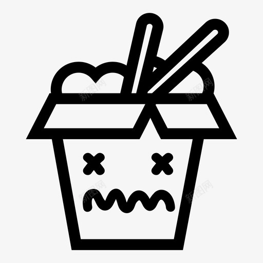 坏的外卖食物盒子图标svg_新图网 https://ixintu.com 坏的外卖 盒子 筷子 胃 面条 食物