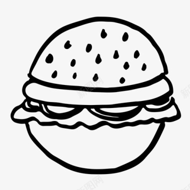 汉堡快餐手绘图标图标
