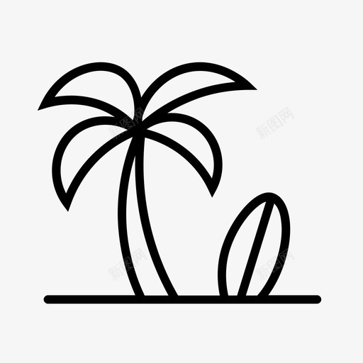 海滩椰树暑假图标svg_新图网 https://ixintu.com 冲浪 冲浪板 暑假 椰树 海滩