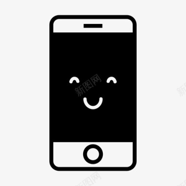 微笑智能手机通话表情符号图标图标