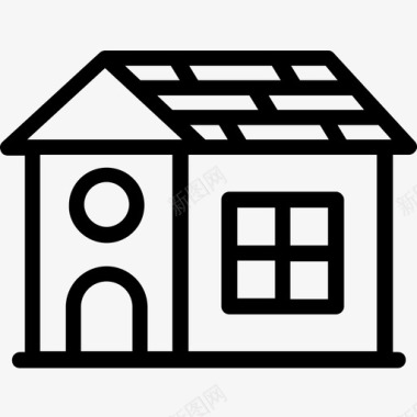小屋棚屋建筑线图标图标