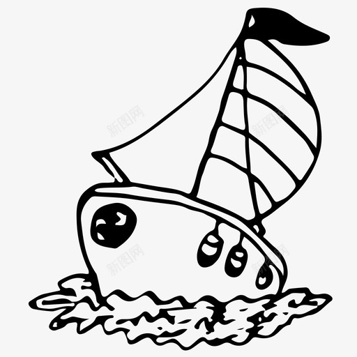船海洋帆船图标svg_新图网 https://ixintu.com 帆船 手绘 海 海洋 素描 船