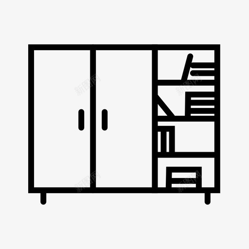 办公桌书架壁橱图标svg_新图网 https://ixintu.com 书架 办公桌 壁橱 家具 家具套装2 橱柜