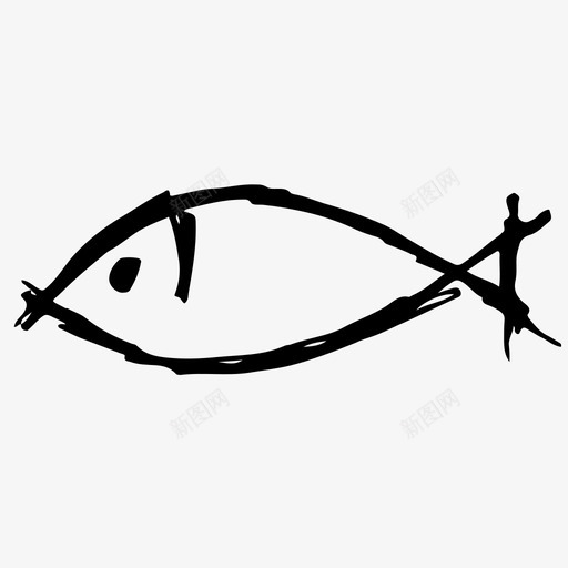 鱼动物手绘图标svg_新图网 https://ixintu.com 动物 手绘 素描 鱼