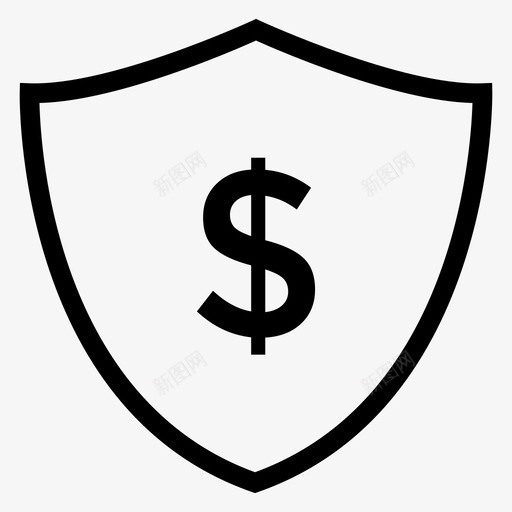 盾美元金融图标svg_新图网 https://ixintu.com 保护 安全 安全线图标第一卷 盾 美元 金融